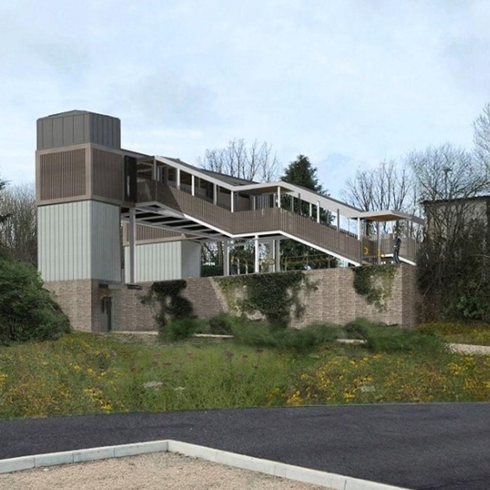 A visualisation of the new footbridge and lifts at St Erth station