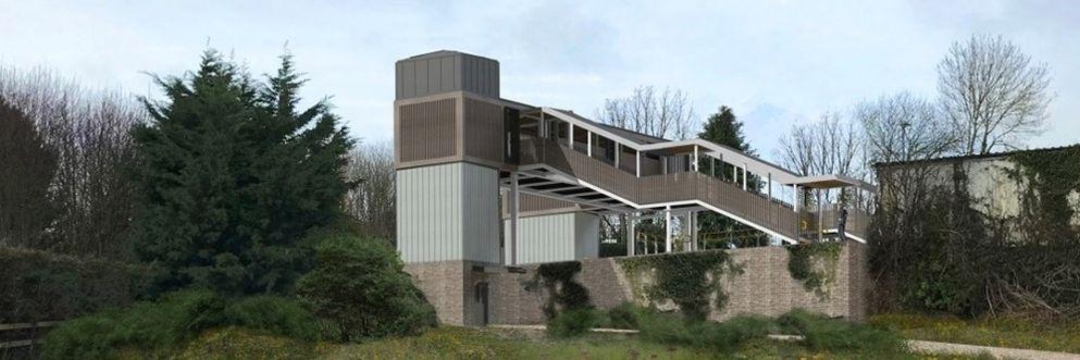 A visualisation of the new footbridge and lifts at St Erth station